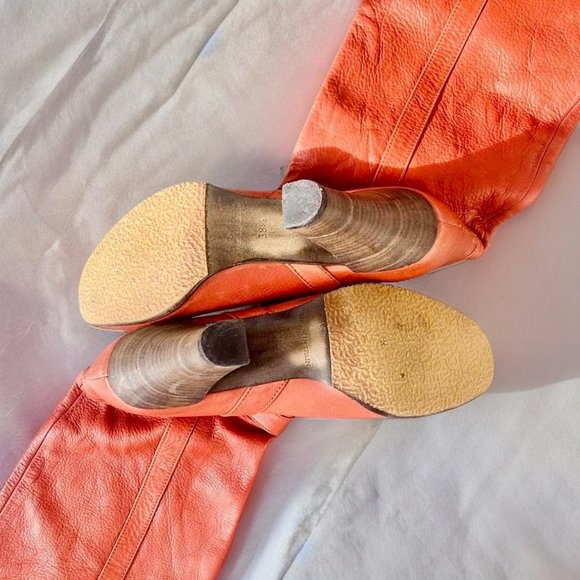 Vintage 70s rust leather over the knee OTK pirate boots 8 - Picture 4 of 4